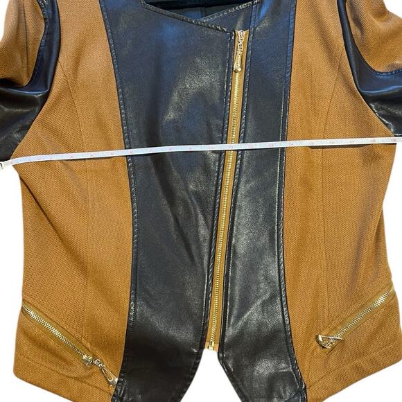 Kate & Mallory Brown Two Tone Faux Letter Jacket Size XL - Picture 4 of 6